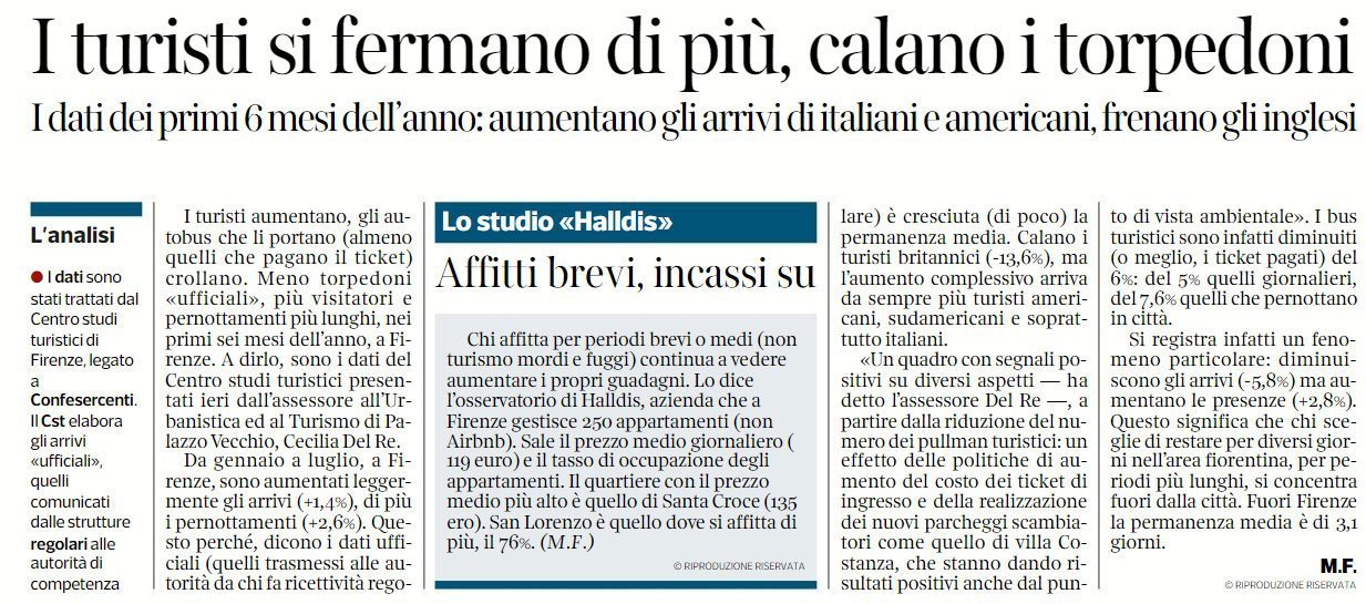 I turisti si fermano di più, calano i torpedoni | Corriere Fiorentino