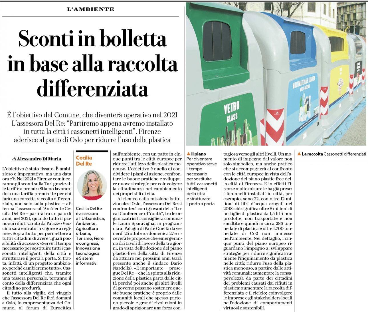 Sconti in bolletta in base alla raccolta differenziata | La Repubblica Firenze