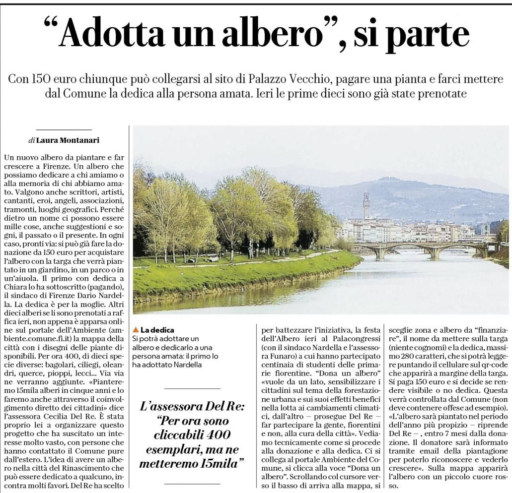 Adotta un albero, si parte | Corriere, Nazione, Repubblica