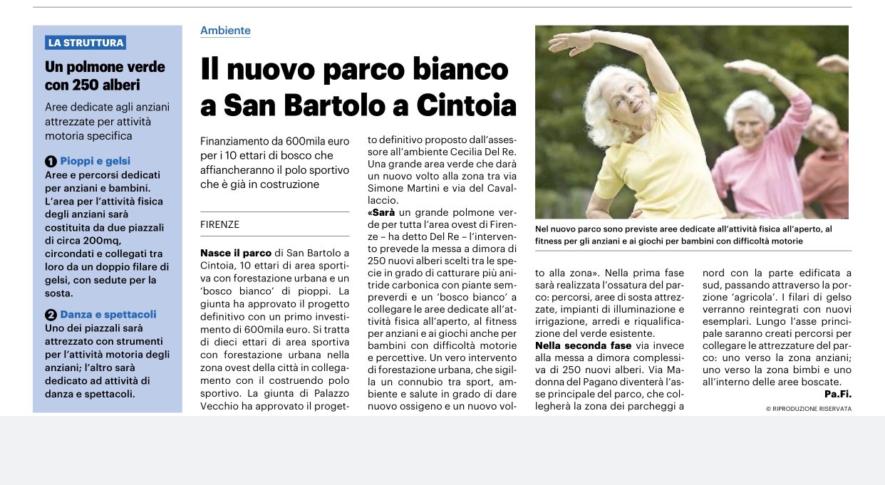 Il nuovo parco bianco a San Bartolo a Cintoia | La Nazione Firenze