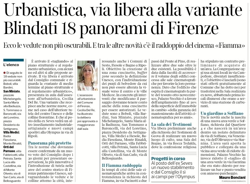 Urbanistica via libera alla variante, blindati 18 panorami di Firenze | Corriere Fiorentino