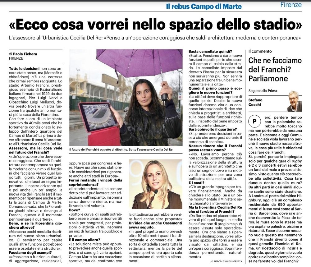 «Ecco cosa vorrei nello spazio dello stadio»| La Nazione Firenze
