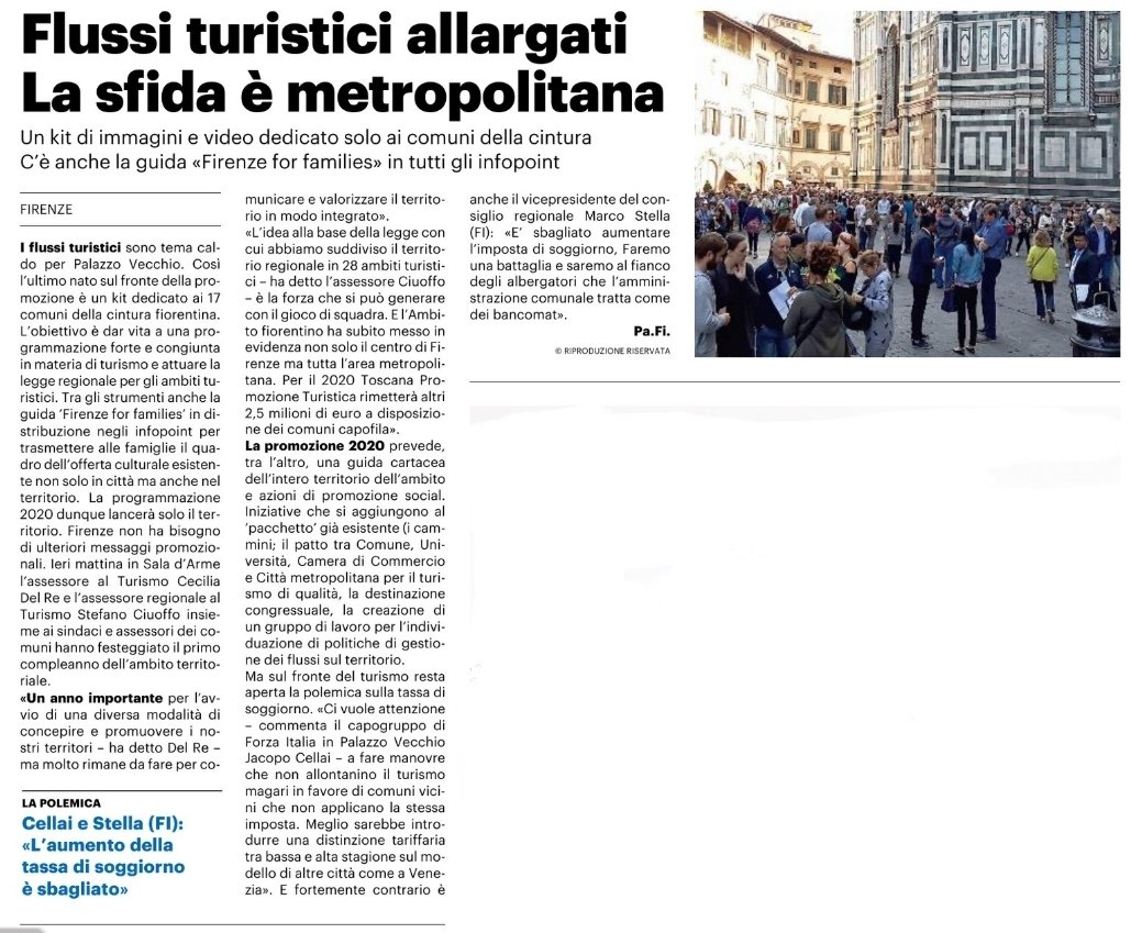 Flussi turistici allargati La sfida è metropolitana| La Nazione Firenze