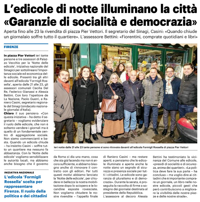 L’edicole di notte illuminano la città| La Nazione