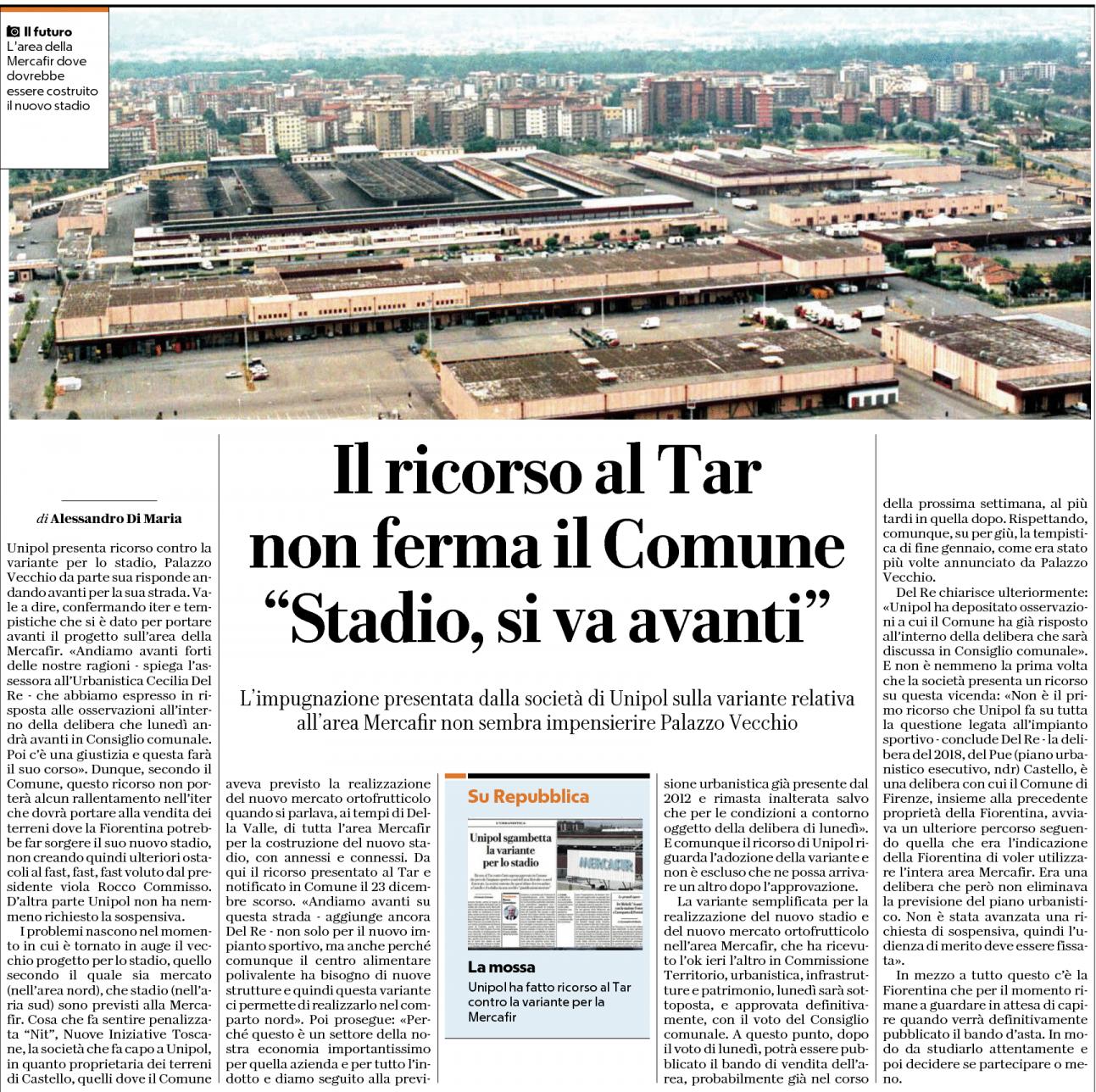 Il ricorso al Tar non ferma il Comune| La Repubblica Firenze, Corriere Fiorentino