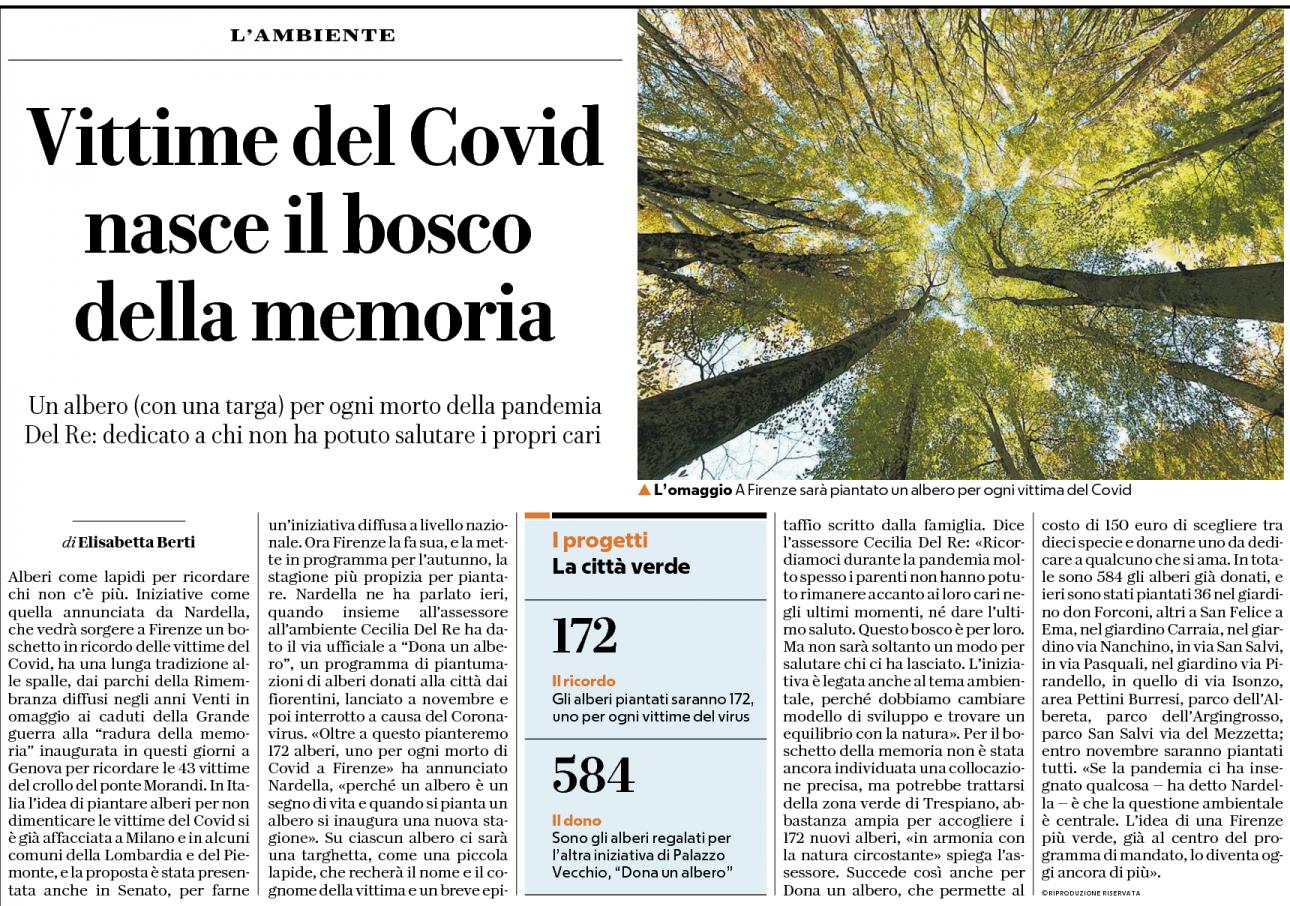 Vittime del Covid nasce il bosco della memoria | Repubblica Firenze
